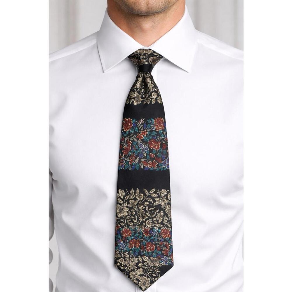 Metropolitan Museum of Art Silk Necktie Black Floral Panel Multicolor Designer